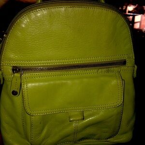 Fossil Midi Leather Backpack Green